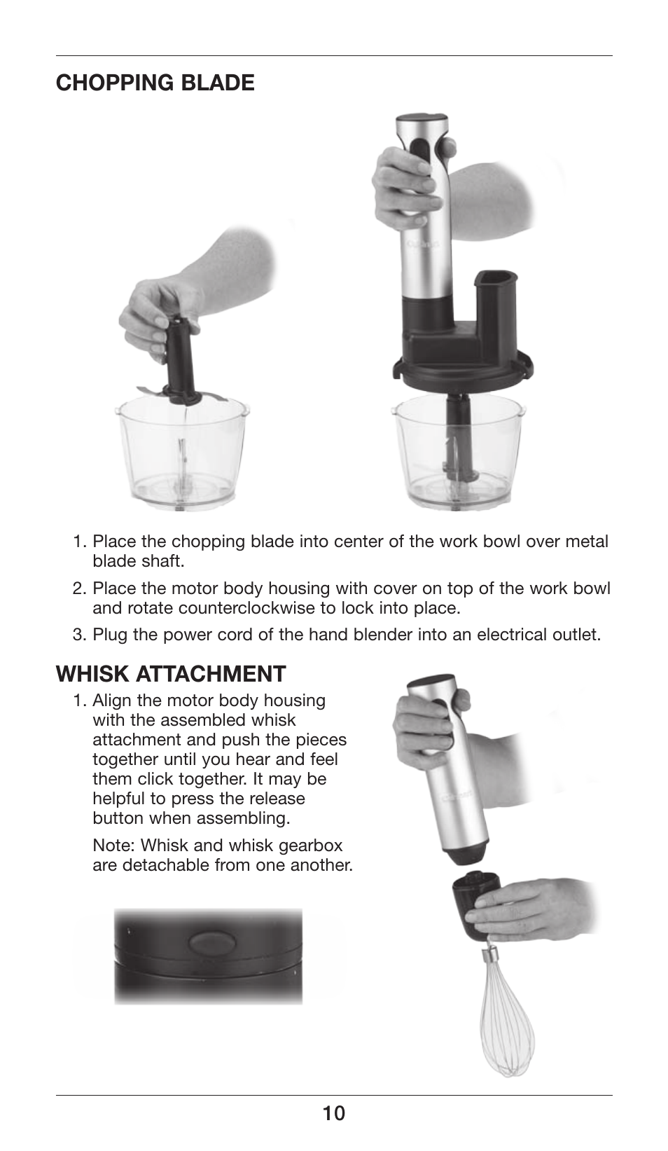 Chopping blade, Whisk attachment | Cuisinart Smart Stick Power Trio High Torque Hand Blender CSB-80 User Manual | Page 10 / 37