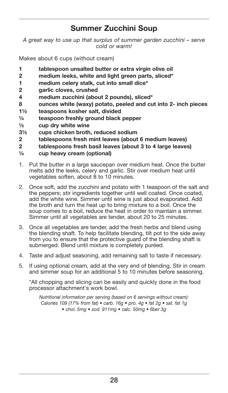 Summer zucchini soup | Cuisinart Smart Stick Power Trio High Torque Hand Blender CSB-80 User Manual | Page 28 / 37