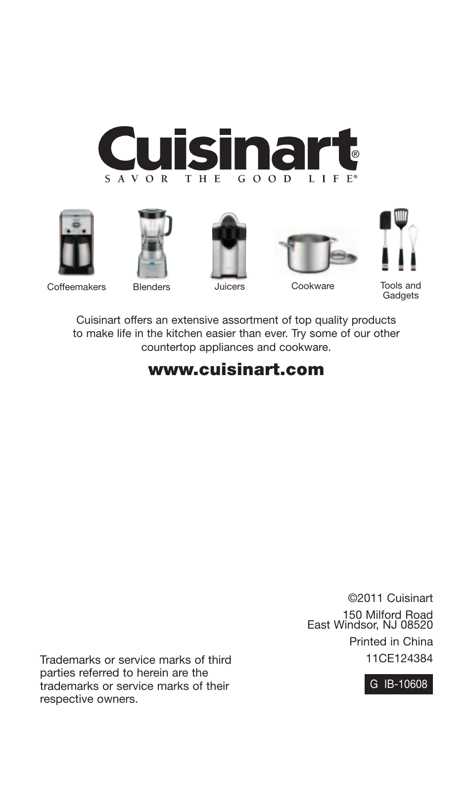 Cuisinart Smart Stick Power Trio High Torque Hand Blender CSB-80 User Manual | Page 36 / 37