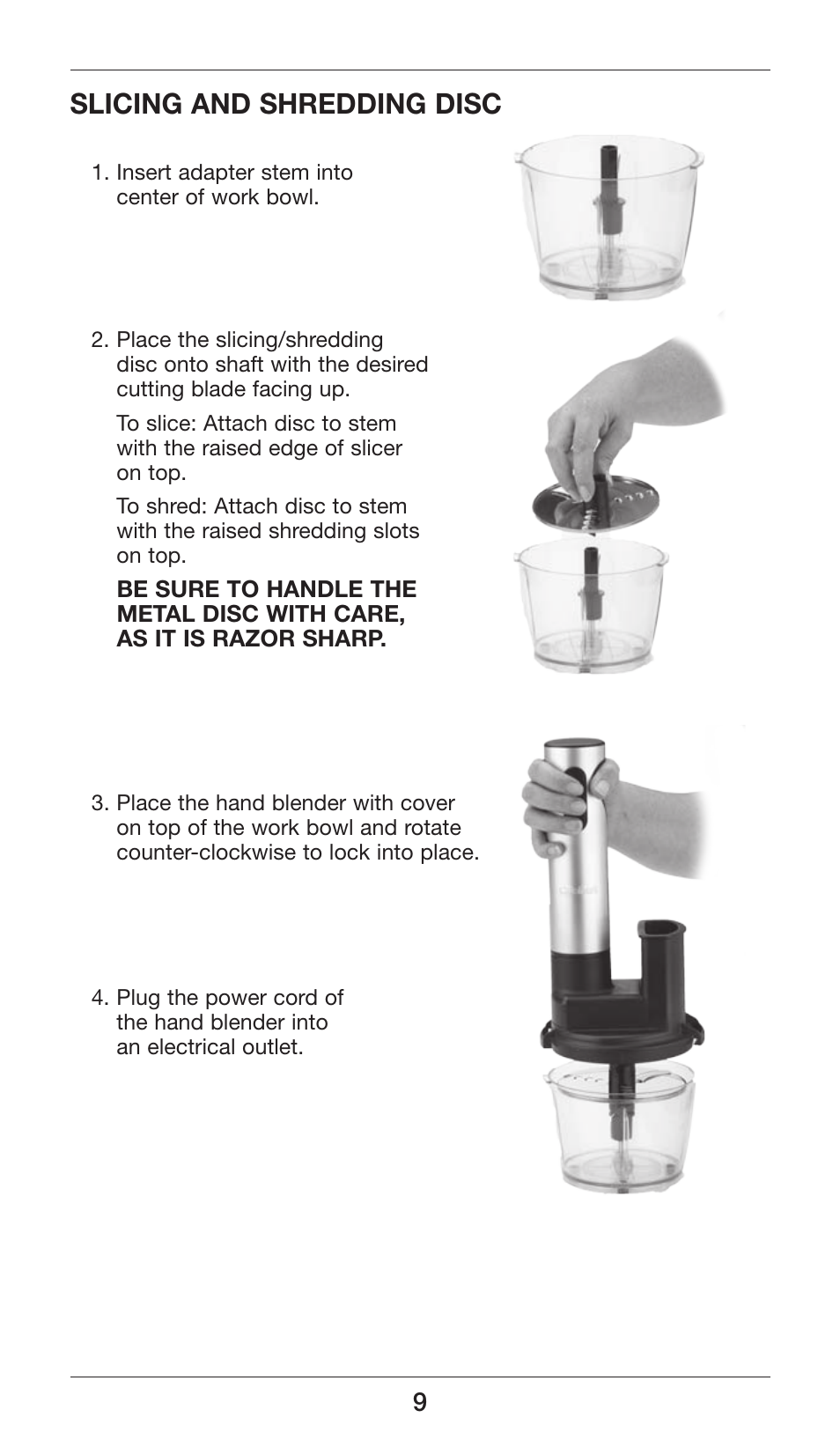 Slicing and shredding disc | Cuisinart Smart Stick Power Trio High Torque Hand Blender CSB-80 User Manual | Page 9 / 37