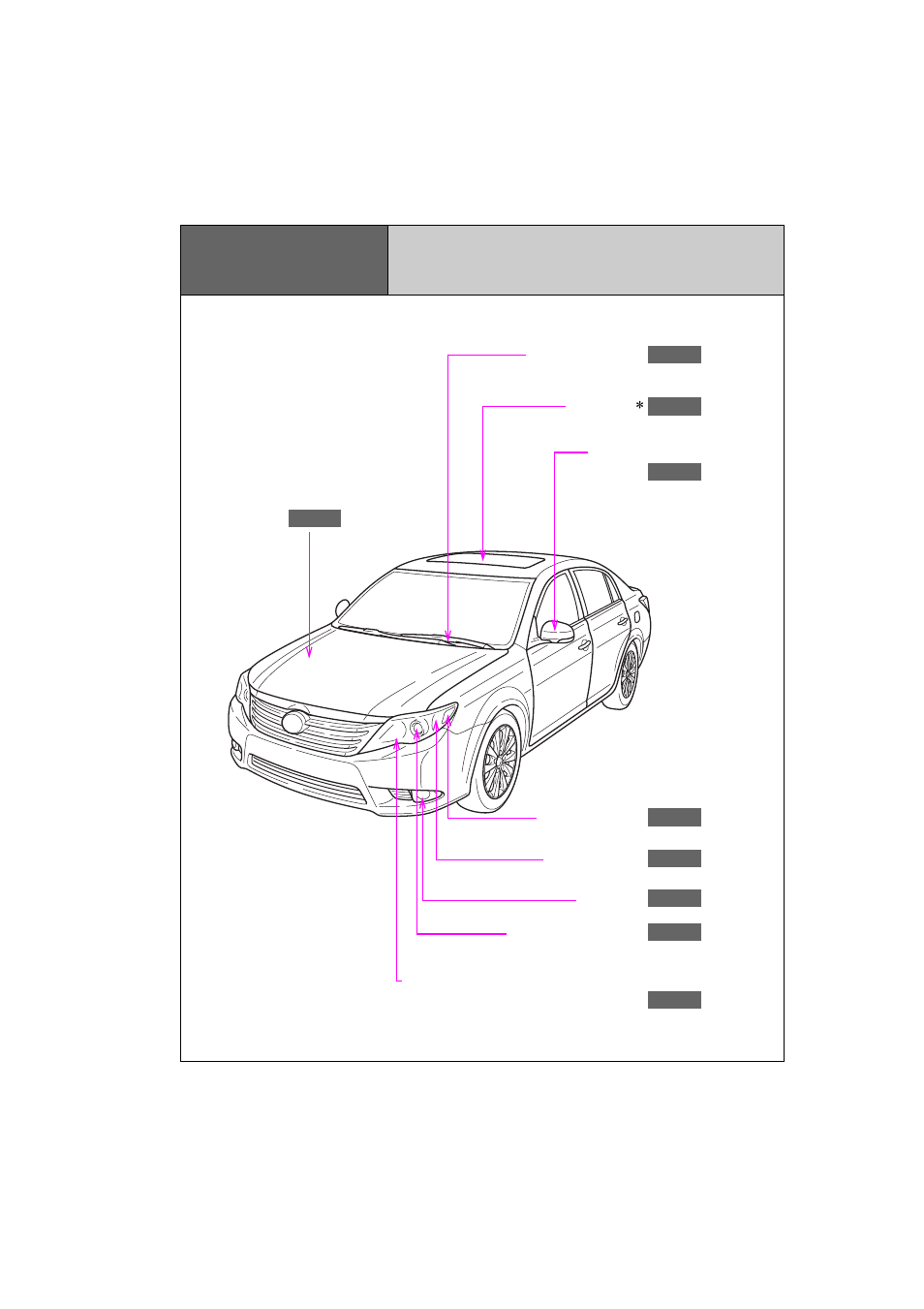 Pictorial index exterior, Pictorial index, Exterior | TOYOTA 2011 Avalon User Manual | Page 41 / 583