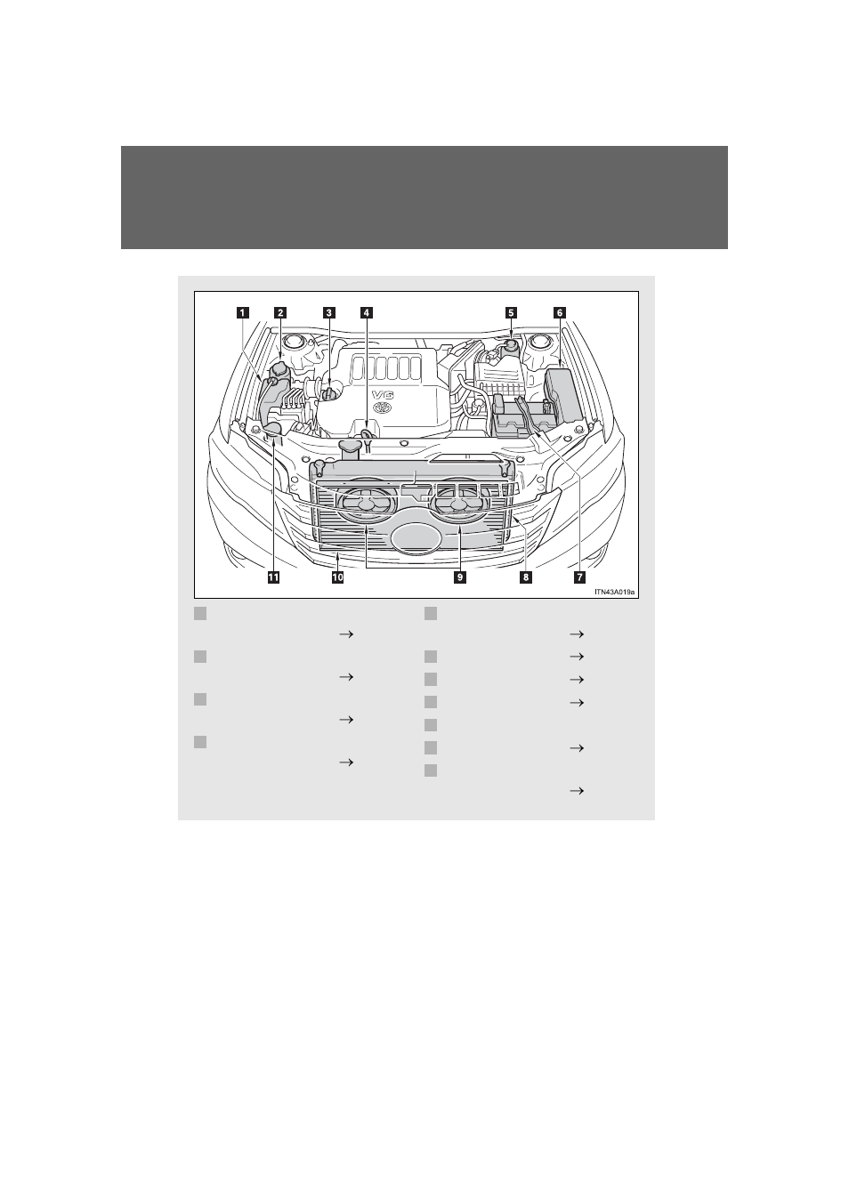 Engine compartment | TOYOTA 2011 Avalon User Manual | Page 417 / 583