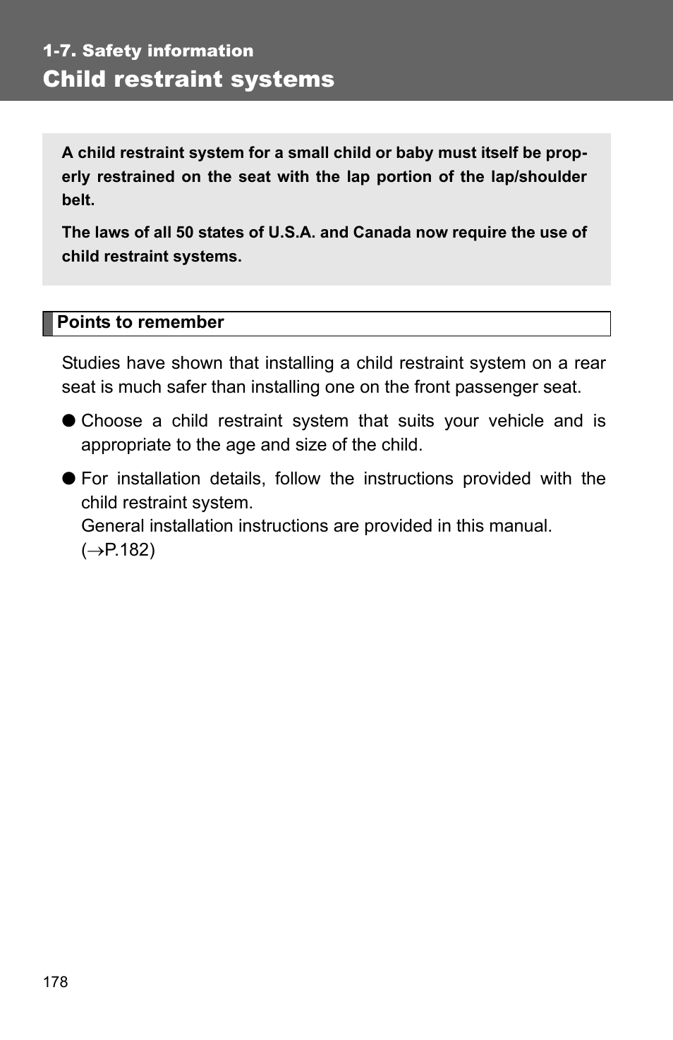 Child restraint systems | TOYOTA 2011 Sienna User Manual | Page 225 / 842