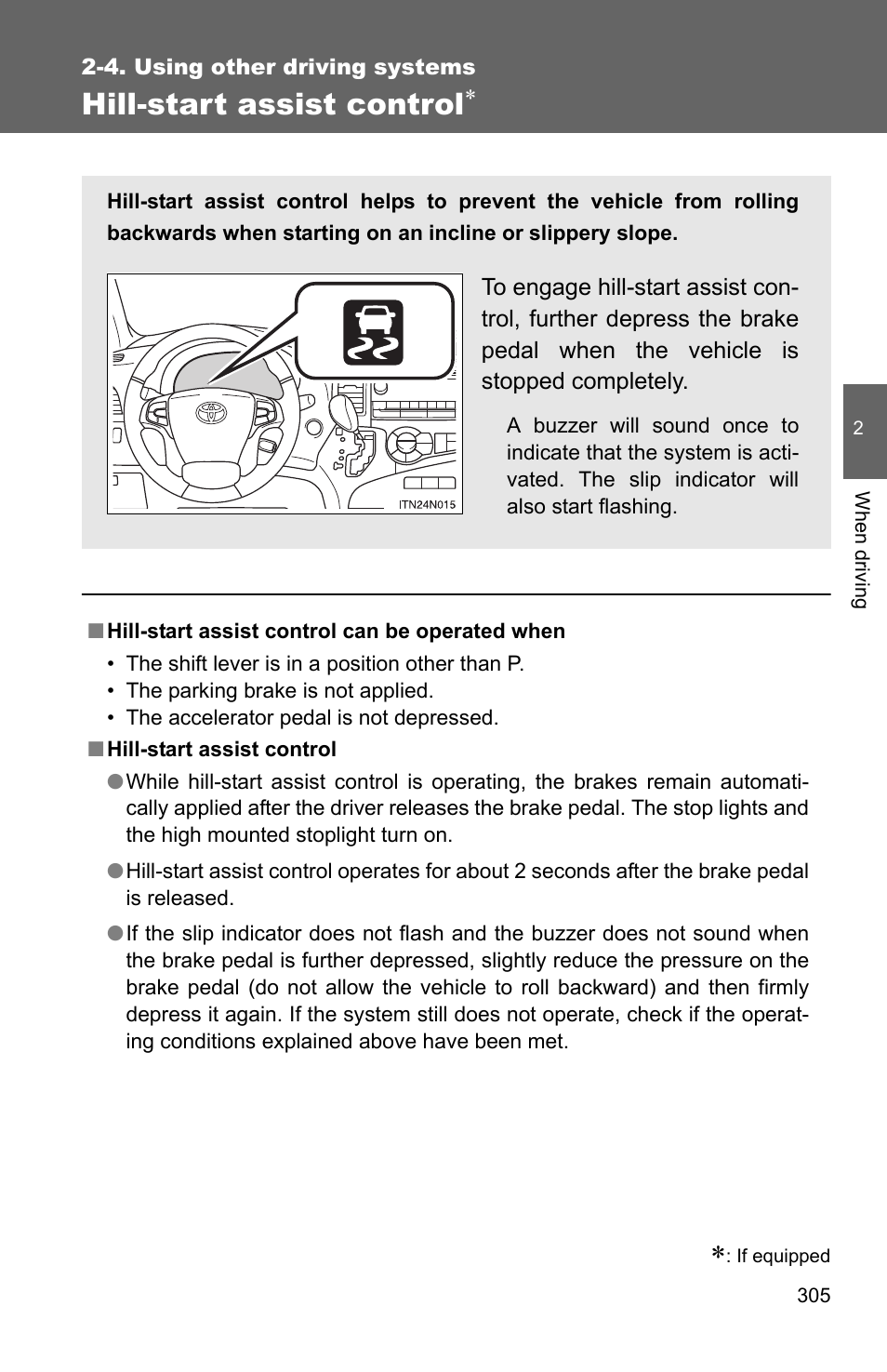 Hill-start assist control | TOYOTA 2011 Sienna User Manual | Page 356 / 842