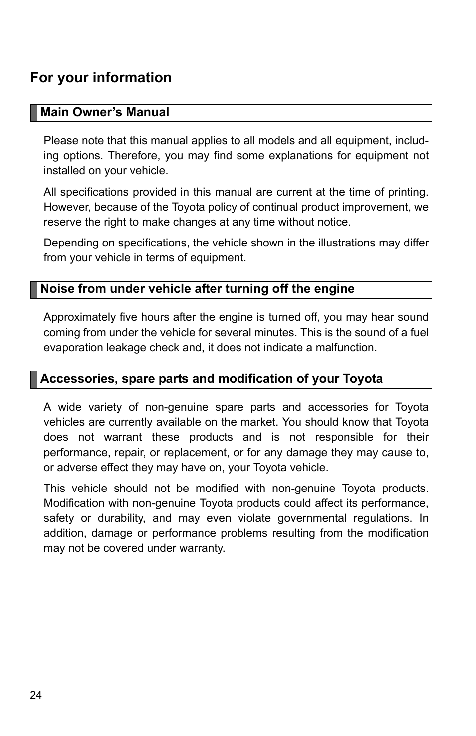 Forward, For your information | TOYOTA 2011 Sienna User Manual | Page 39 / 842