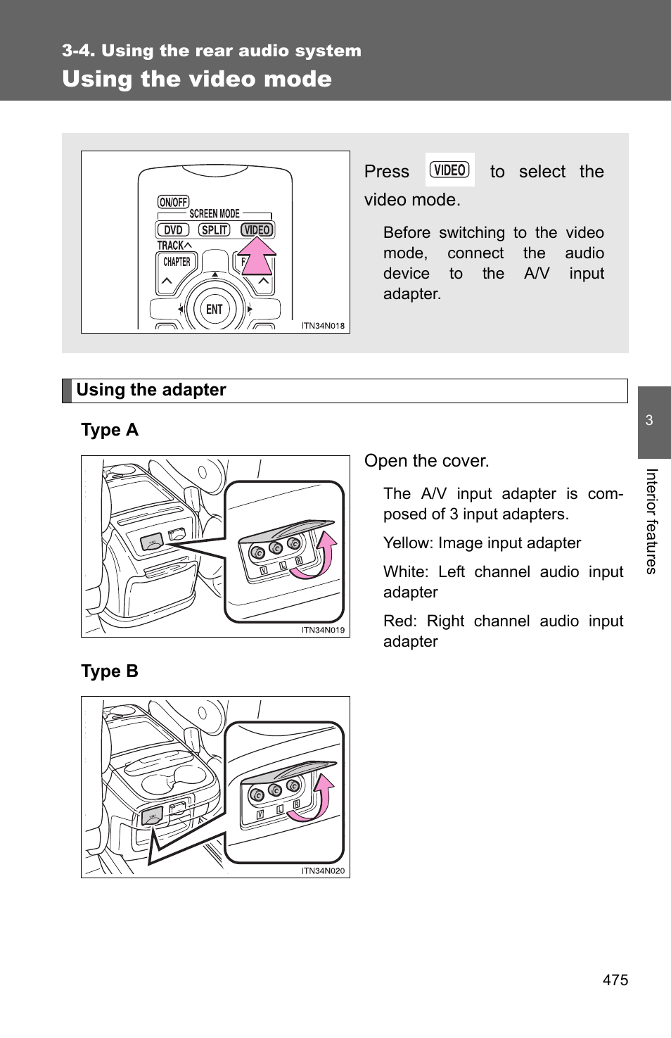 Using the video mode | TOYOTA 2011 Sienna User Manual | Page 541 / 842