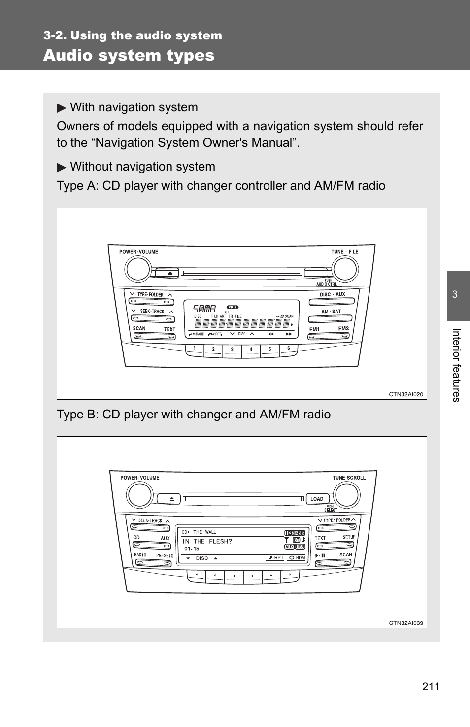 Audio system types | TOYOTA 2010 Camry User Manual | Page 236 / 555