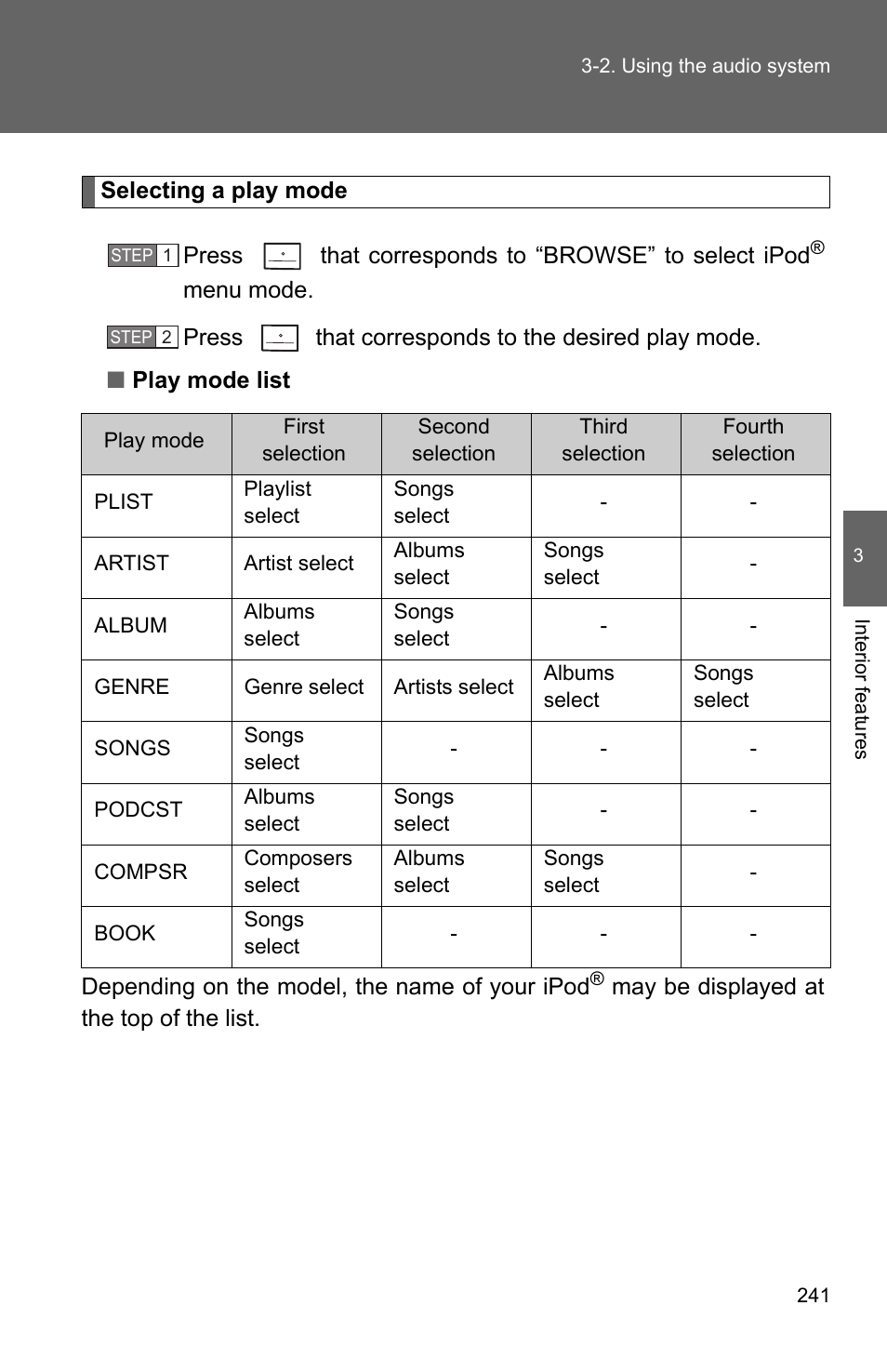 TOYOTA 2010 Camry User Manual | Page 266 / 555