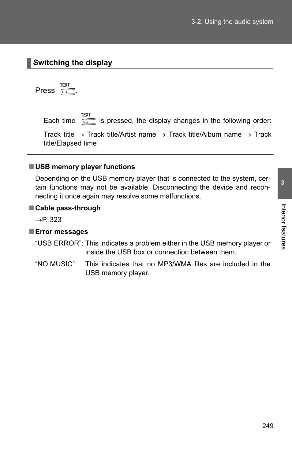 TOYOTA 2010 Camry User Manual | Page 274 / 555