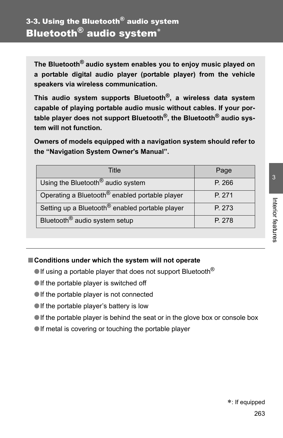 Bluetooth, Audio system | TOYOTA 2010 Camry User Manual | Page 288 / 555