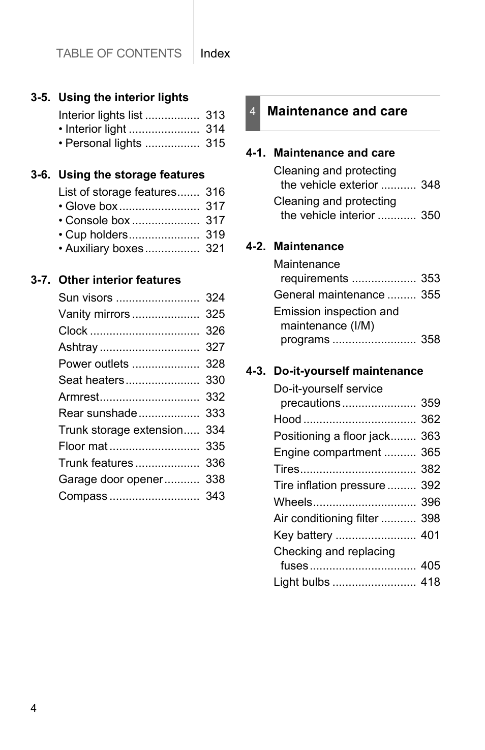 Maintenance and care | TOYOTA 2010 Camry User Manual | Page 30 / 555