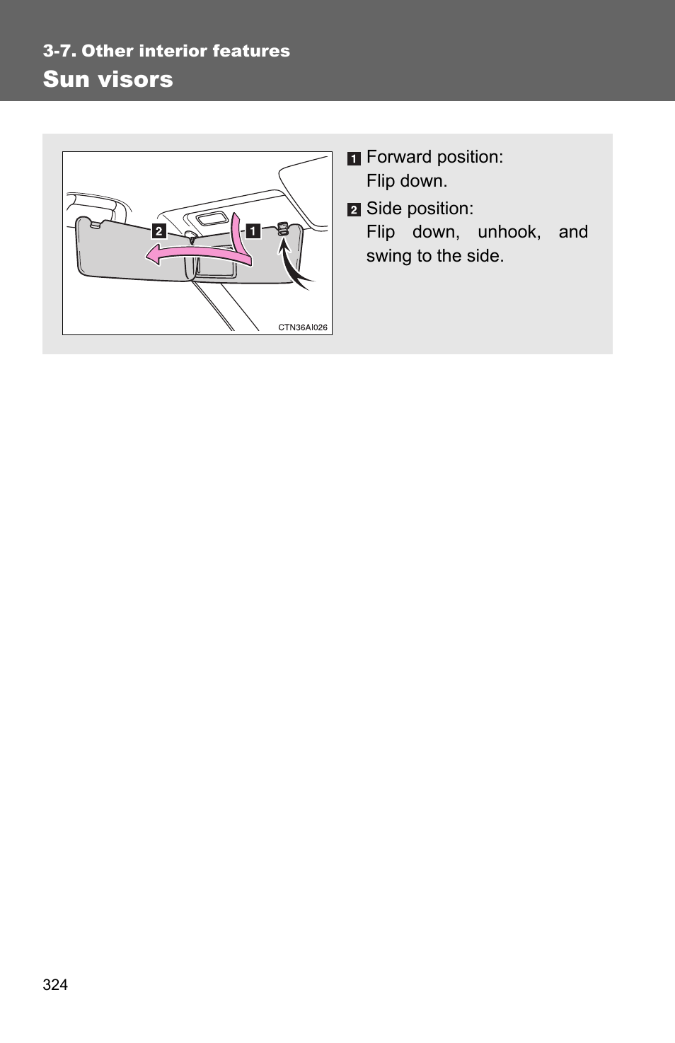 Sun visors | TOYOTA 2010 Camry User Manual | Page 349 / 555
