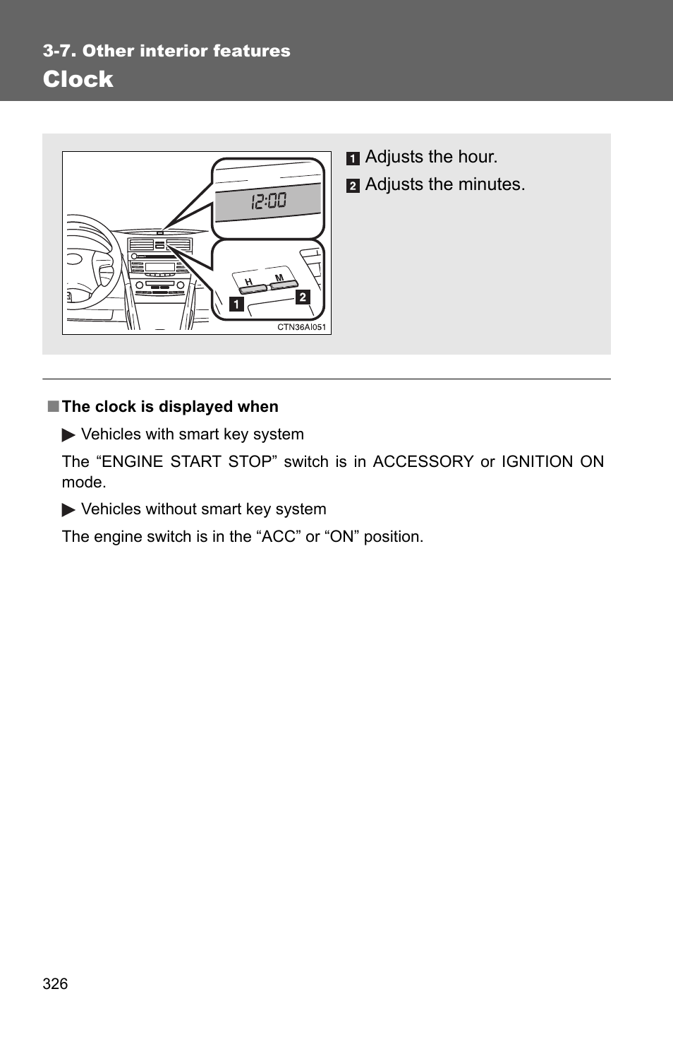 Clock | TOYOTA 2010 Camry User Manual | Page 351 / 555