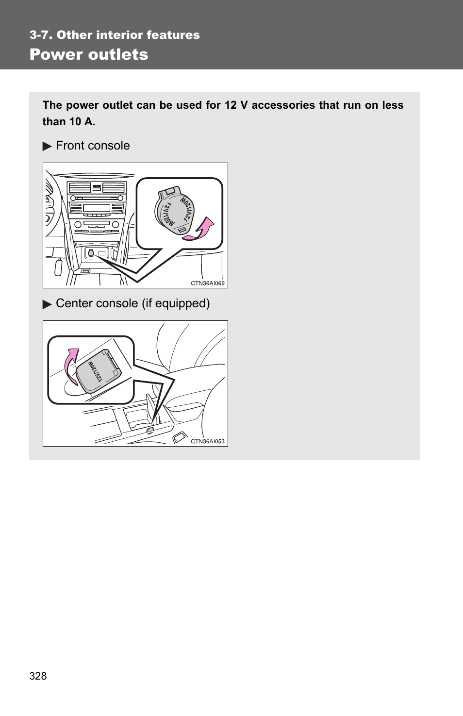 Power outlets | TOYOTA 2010 Camry User Manual | Page 353 / 555