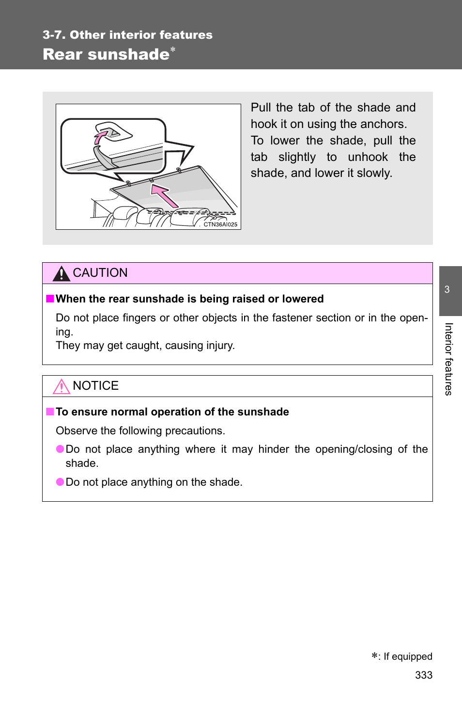 Rear sunshade | TOYOTA 2010 Camry User Manual | Page 358 / 555