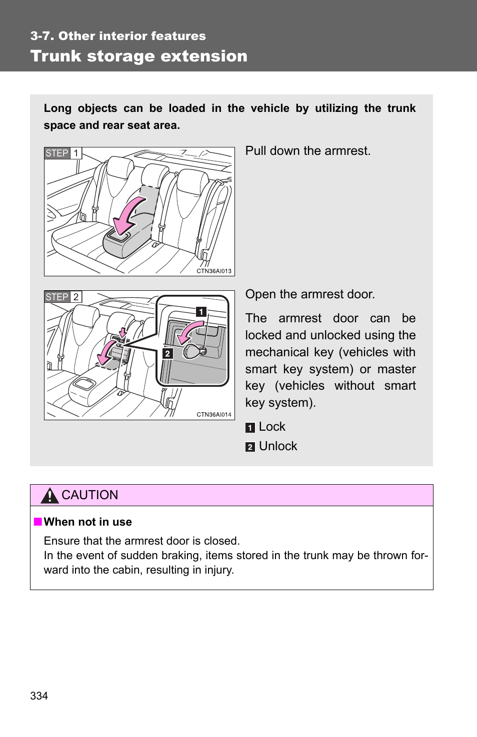 Trunk storage extension | TOYOTA 2010 Camry User Manual | Page 359 / 555
