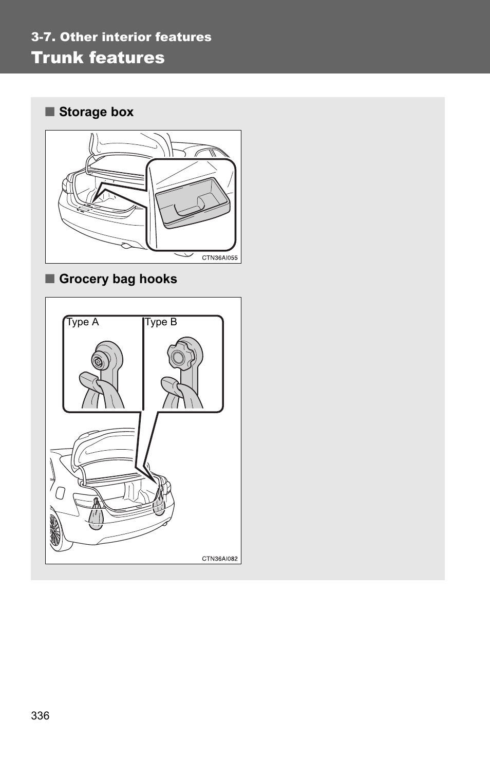 Trunk features | TOYOTA 2010 Camry User Manual | Page 361 / 555