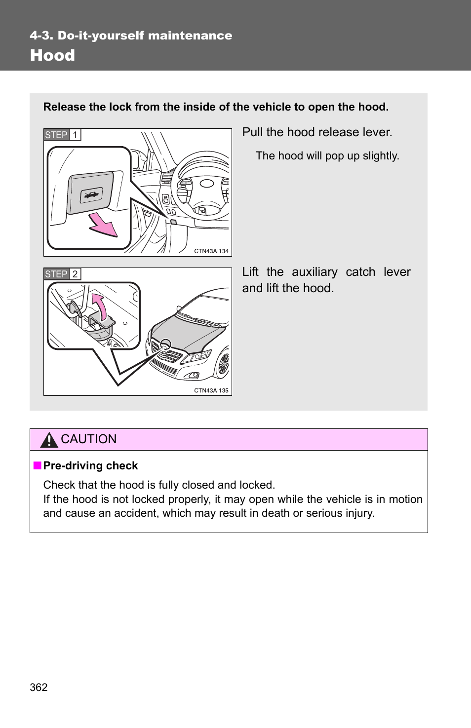 Hood | TOYOTA 2010 Camry User Manual | Page 386 / 555