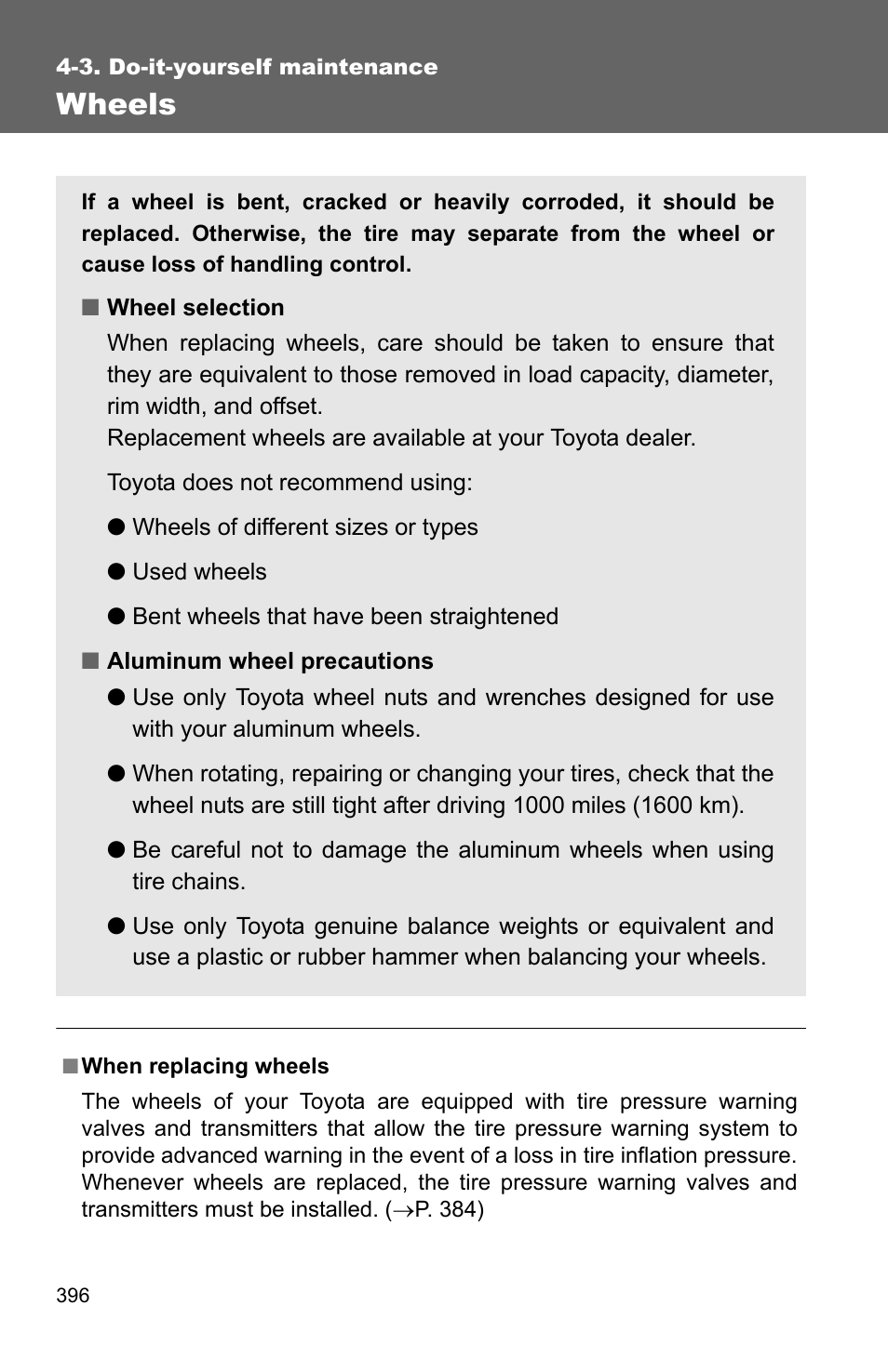 Wheels | TOYOTA 2010 Camry User Manual | Page 420 / 555