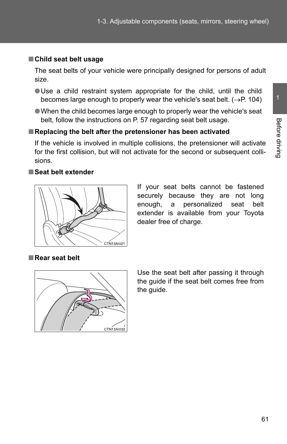 TOYOTA 2010 Camry User Manual | Page 87 / 555