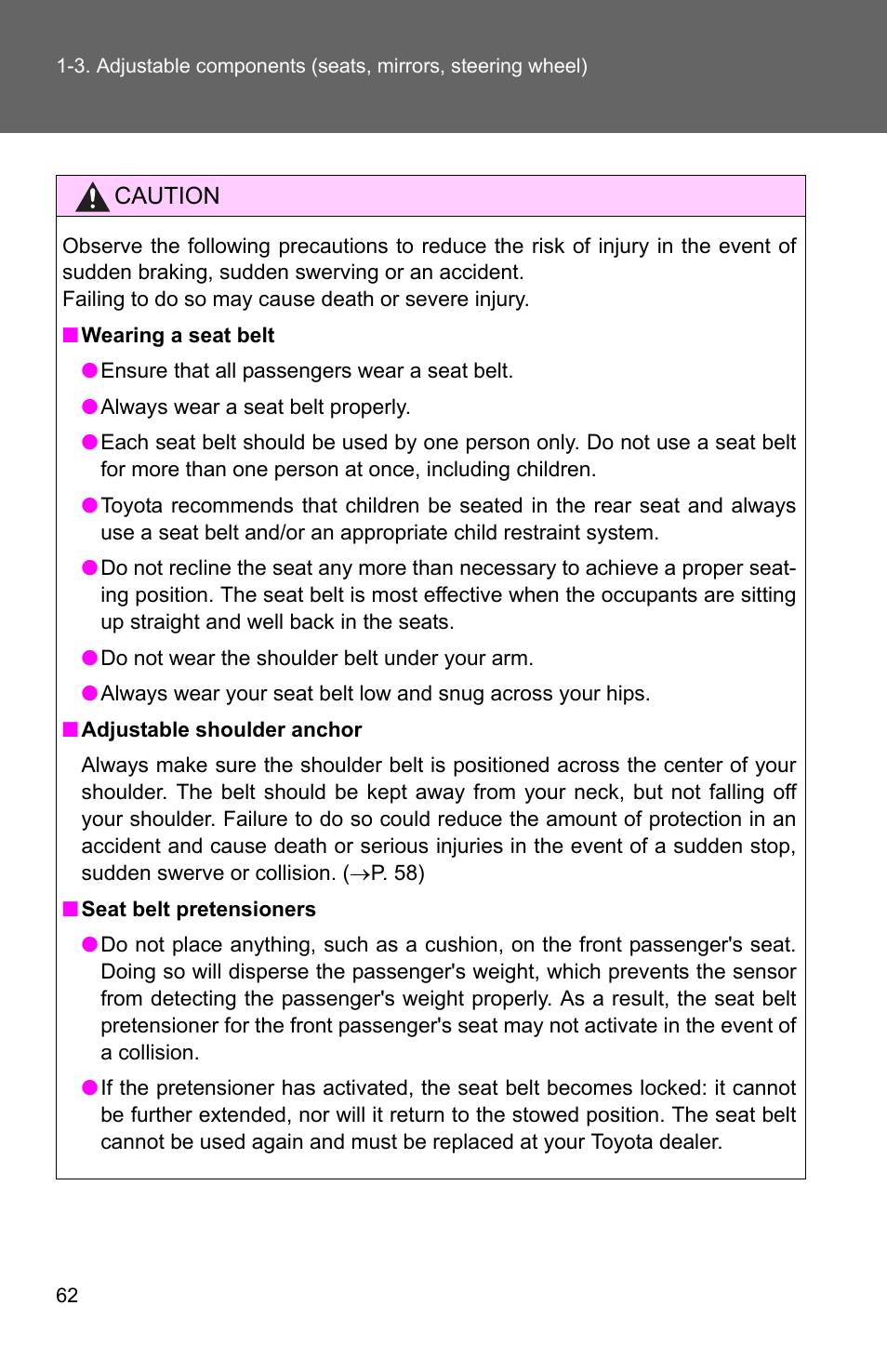 TOYOTA 2010 Camry User Manual | Page 88 / 555