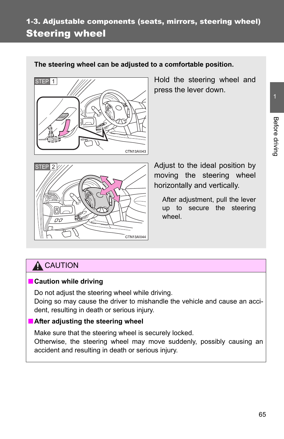 Steering wheel | TOYOTA 2010 Camry User Manual | Page 91 / 555