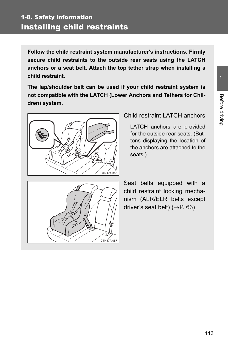 Installing child restraints | TOYOTA 2010 Camry HV User Manual | Page 139 / 494