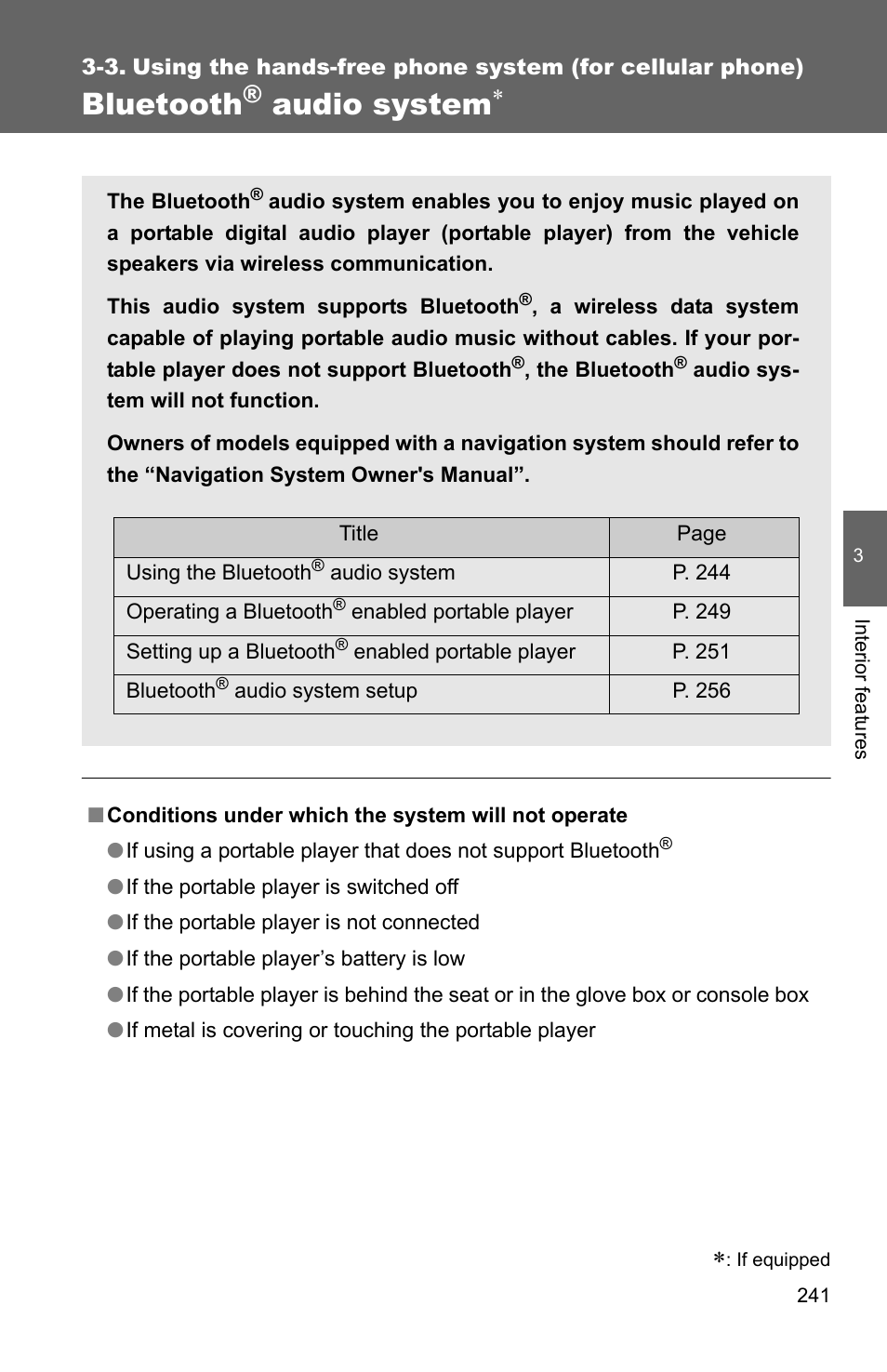 Bluetooth, Audio system | TOYOTA 2010 Camry HV User Manual | Page 245 / 494