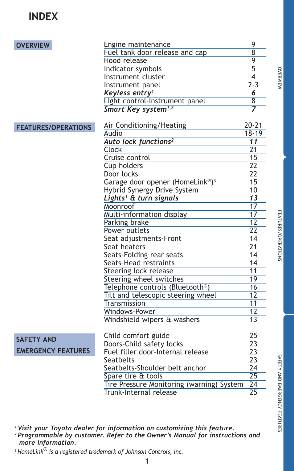 Index | TOYOTA 2010 Camry HV User Manual | Page 3 / 494