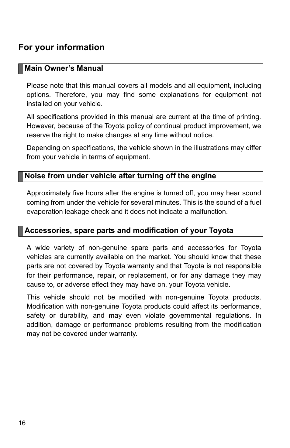 Forward, For your information | TOYOTA 2010 Camry HV User Manual | Page 32 / 494