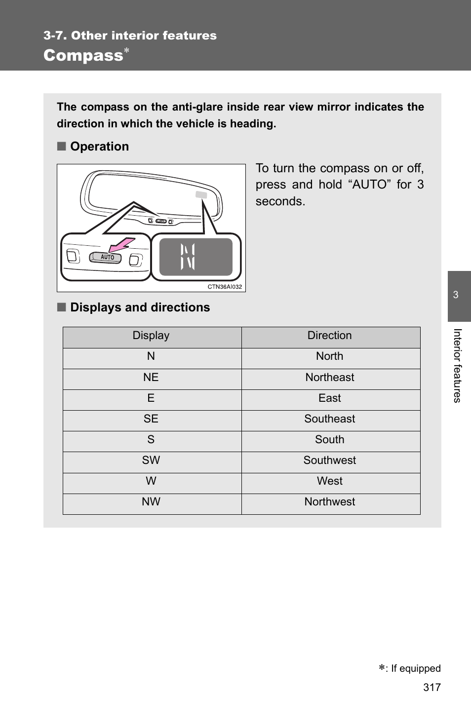 Compass | TOYOTA 2010 Camry HV User Manual | Page 321 / 494