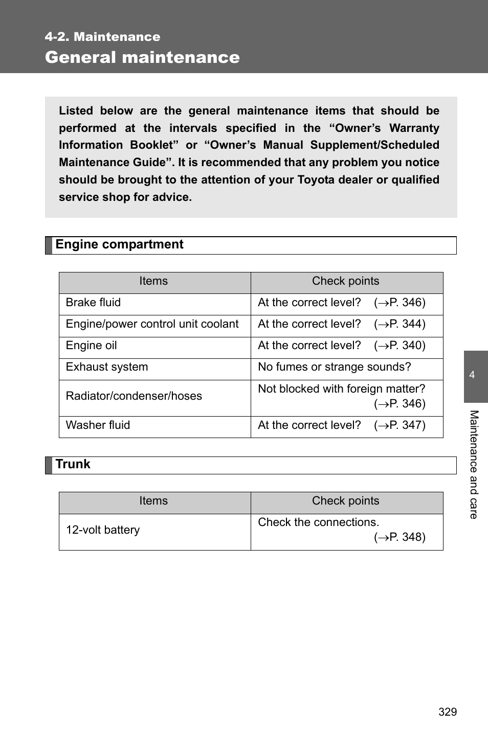 General maintenance | TOYOTA 2010 Camry HV User Manual | Page 332 / 494