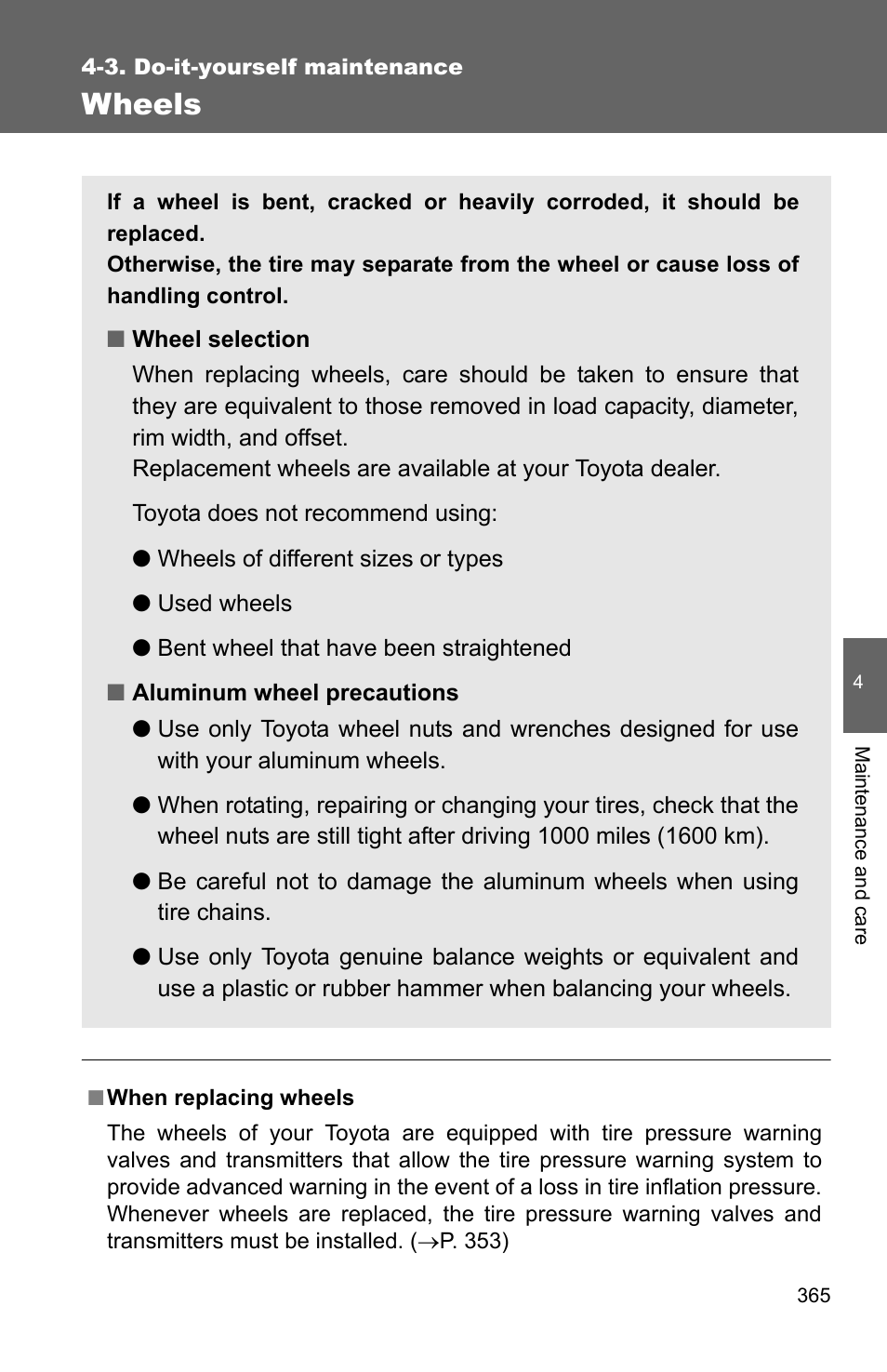 Wheels | TOYOTA 2010 Camry HV User Manual | Page 368 / 494