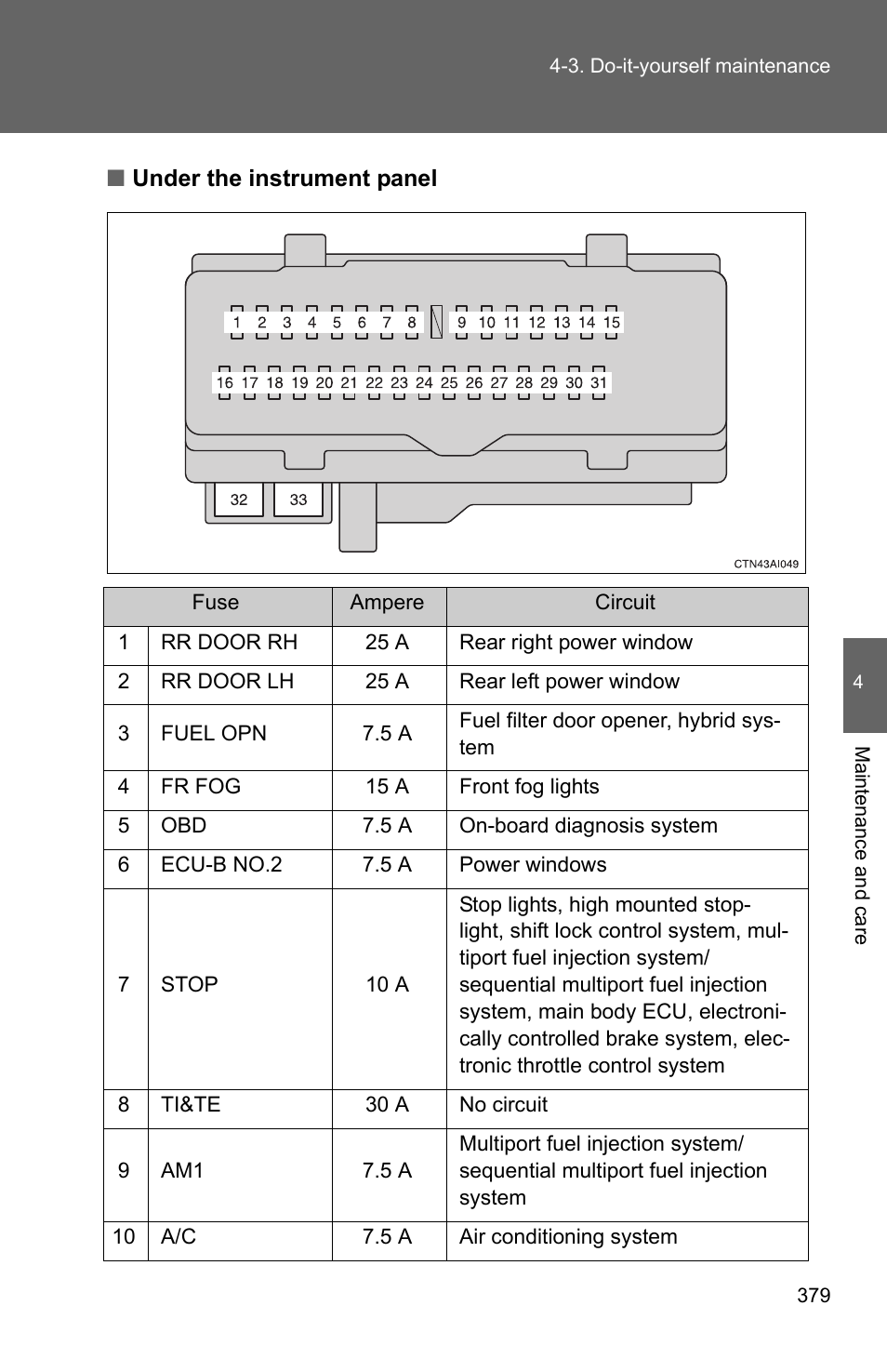 TOYOTA 2010 Camry HV User Manual | Page 382 / 494