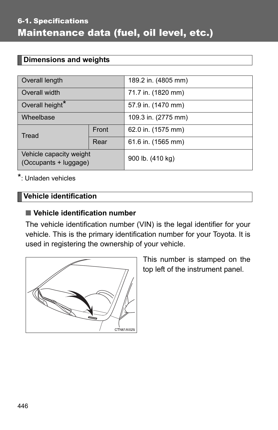 1. specifications, Maintenance data (fuel, oil level, etc.) | TOYOTA 2010 Camry HV User Manual | Page 447 / 494