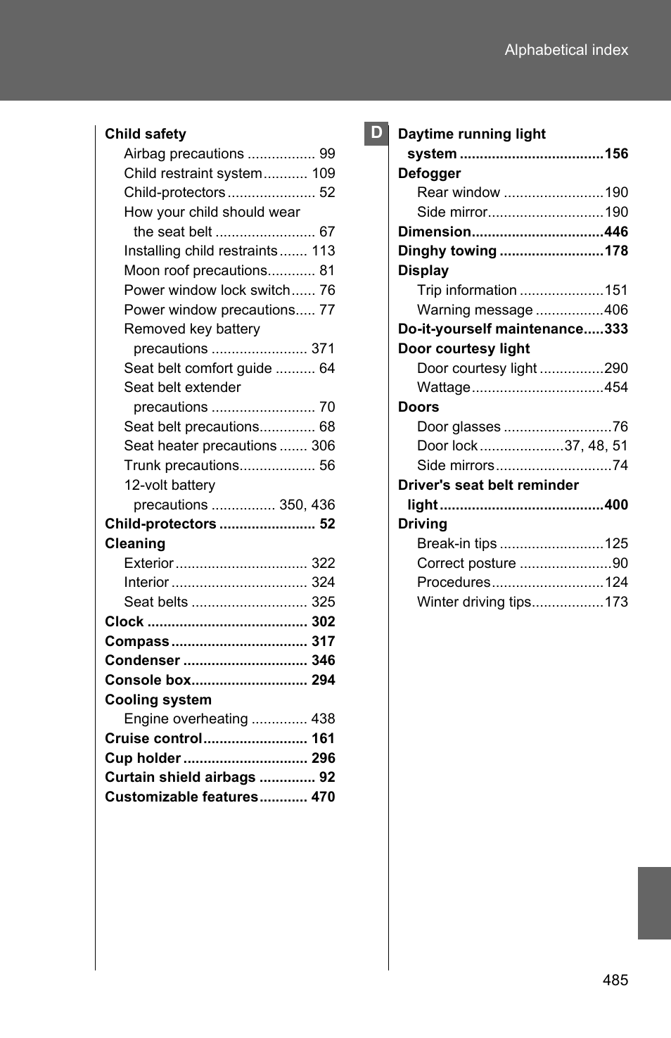 TOYOTA 2010 Camry HV User Manual | Page 483 / 494