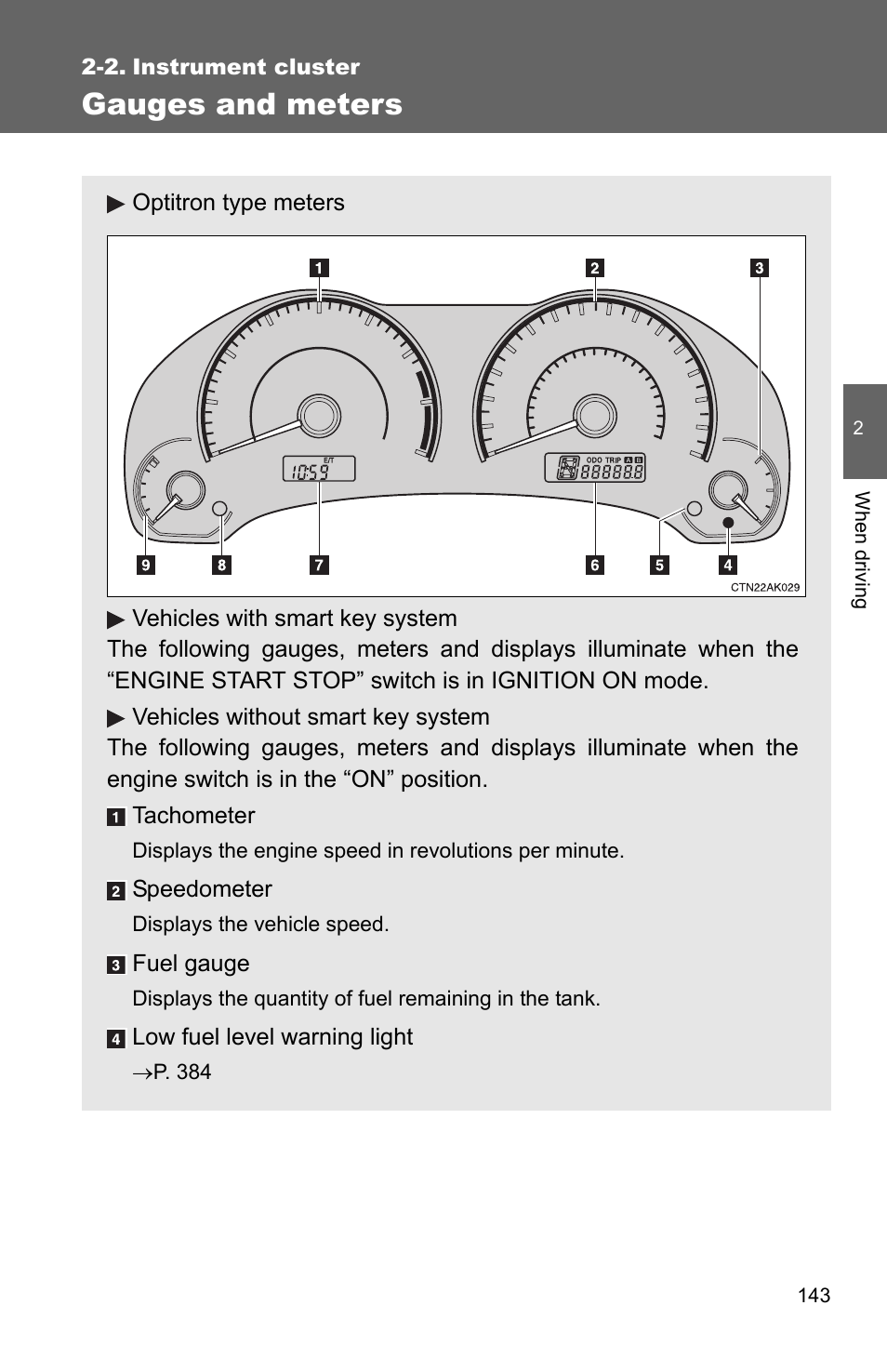 2. instrument cluster, Gauges and meters | TOYOTA 2010 Corolla User Manual | Page 152 / 470