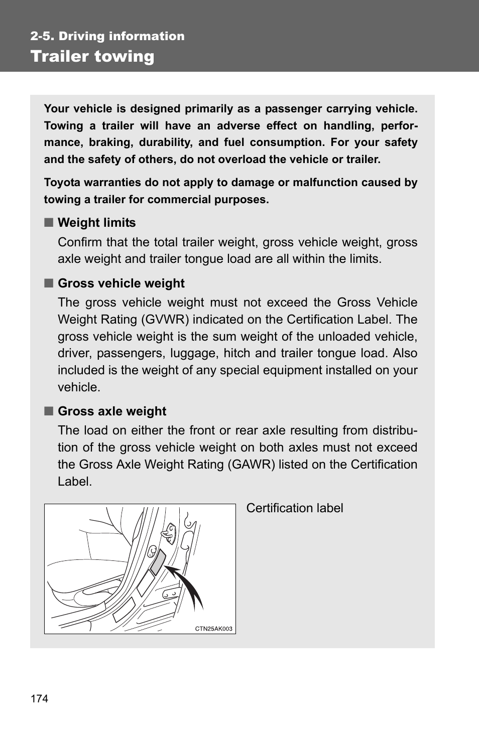 Trailer towing | TOYOTA 2010 Corolla User Manual | Page 183 / 470