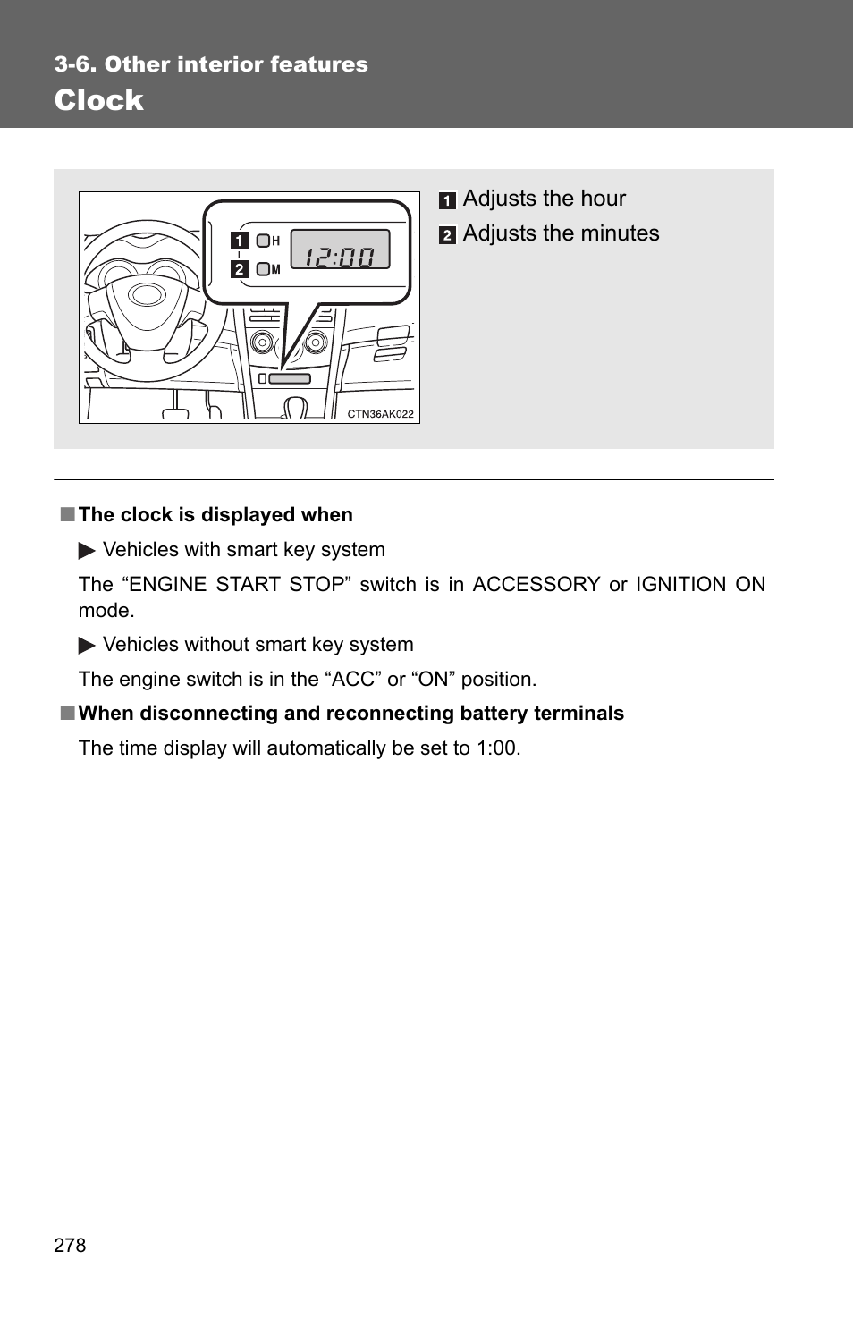 Clock | TOYOTA 2010 Corolla User Manual | Page 286 / 470