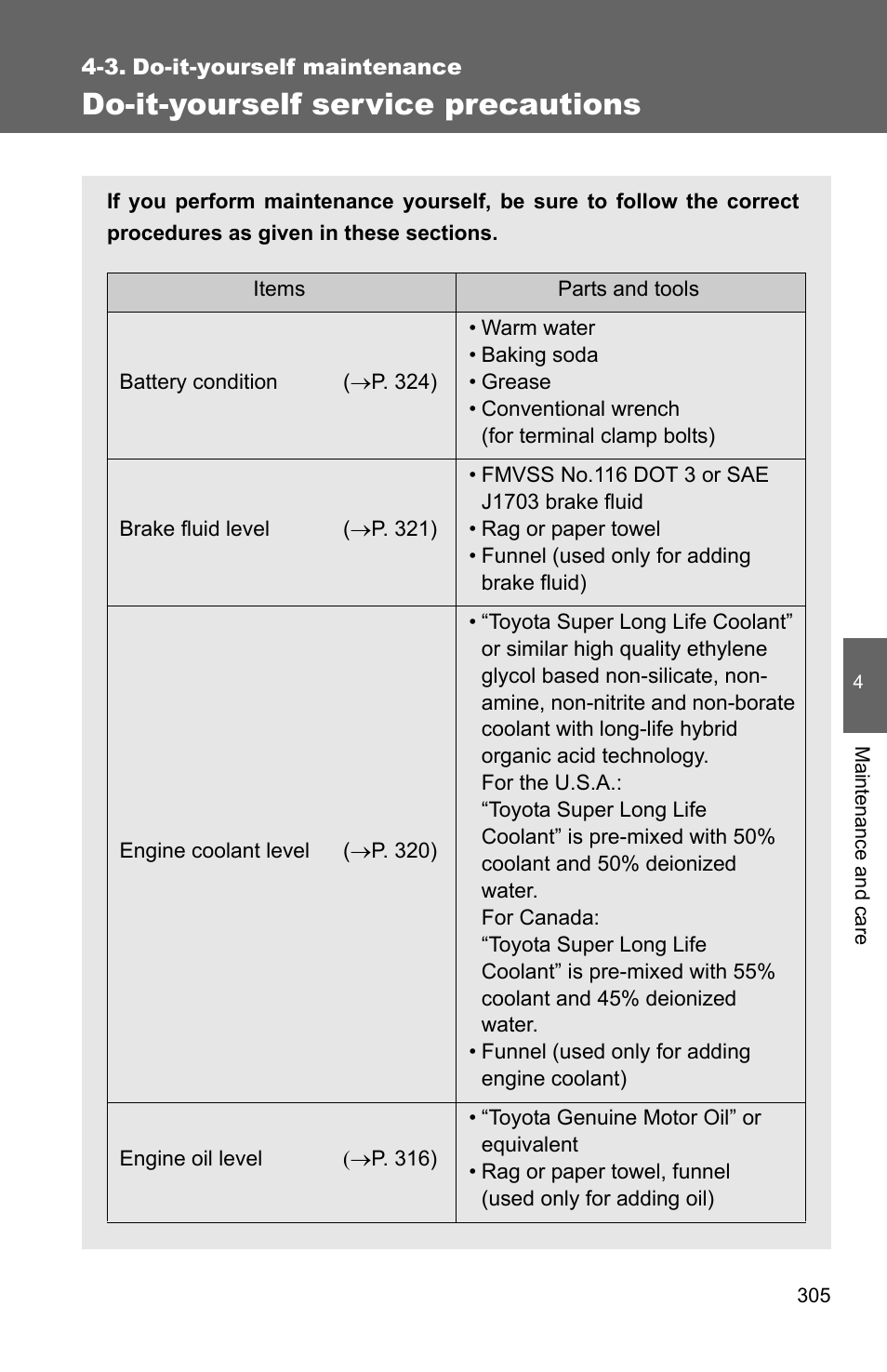 3. do-it-yourself maintenance, Do-it-yourself service precautions | TOYOTA 2010 Corolla User Manual | Page 312 / 470