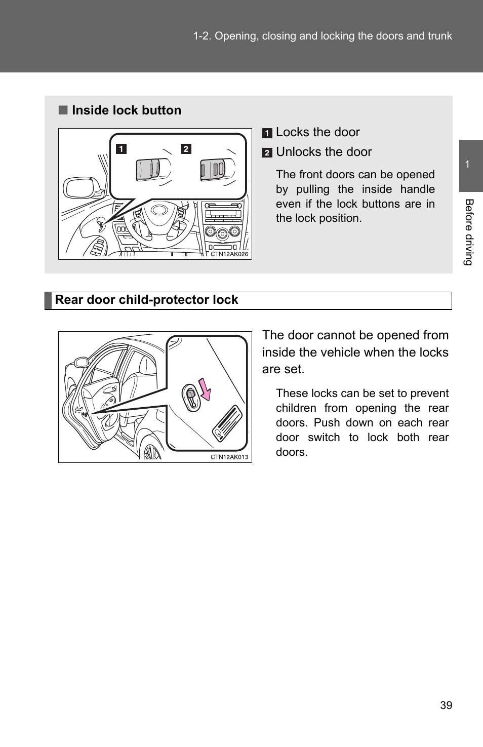 TOYOTA 2010 Corolla User Manual | Page 49 / 470