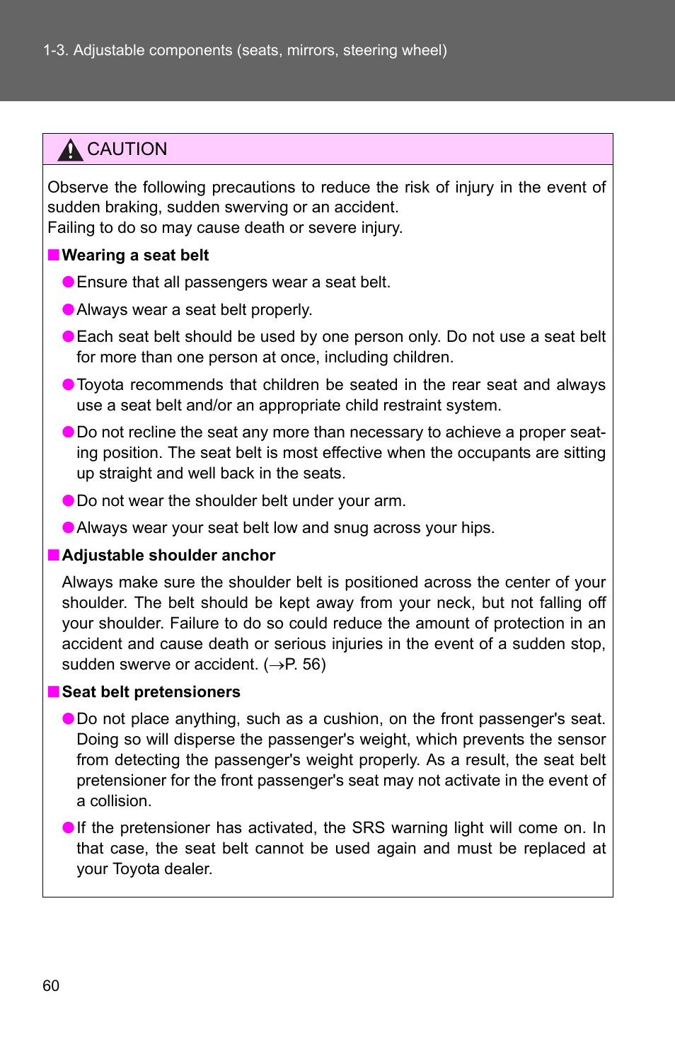 TOYOTA 2010 Corolla User Manual | Page 70 / 470