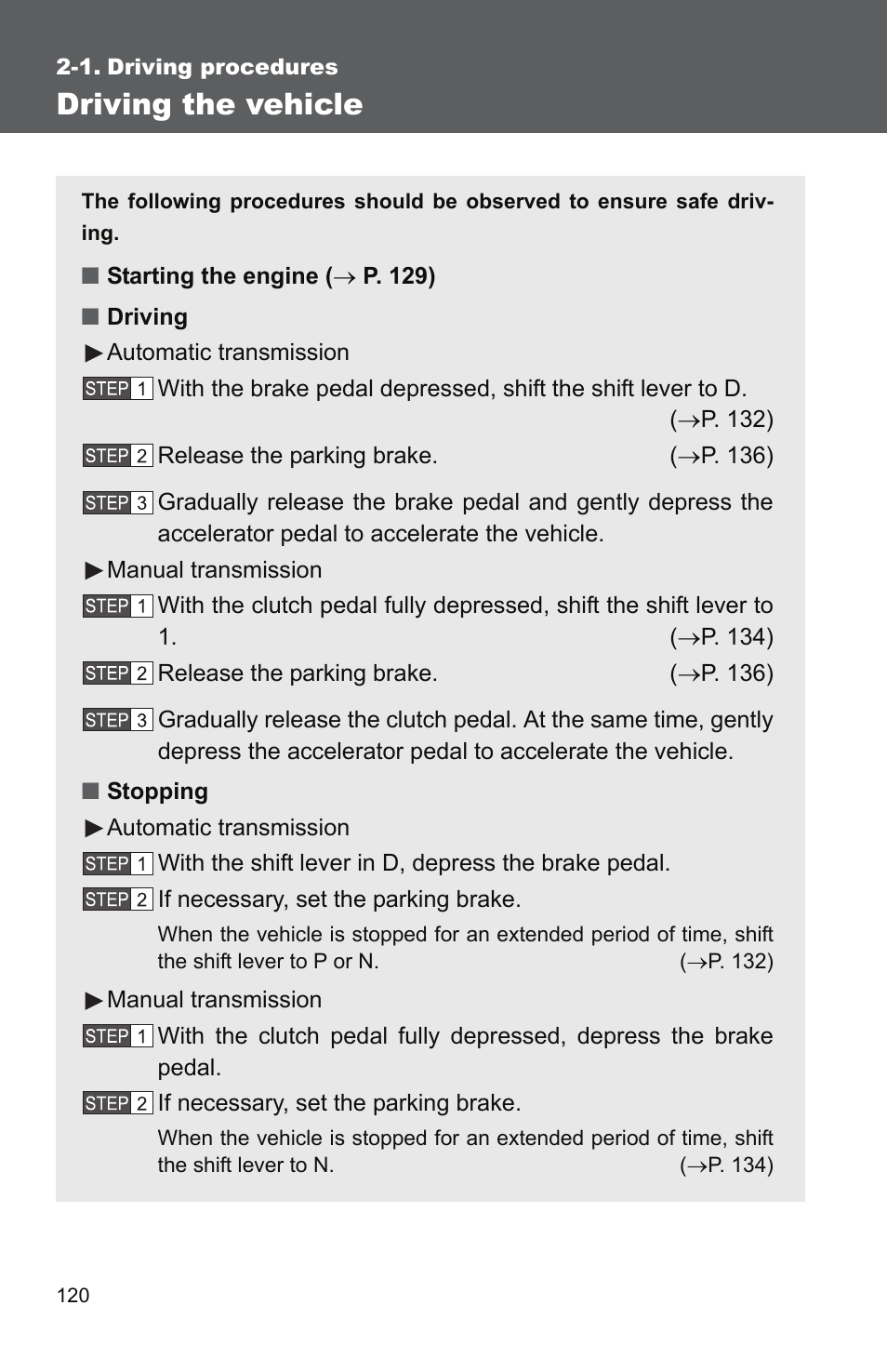 Sec_2-1, Driving the vehicle | TOYOTA 2010 Yaris User Manual | Page 133 / 406