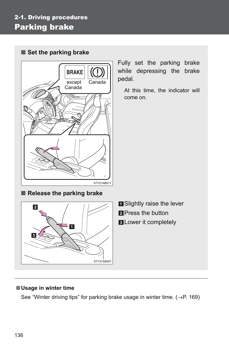 Parking brake | TOYOTA 2010 Yaris User Manual | Page 149 / 406