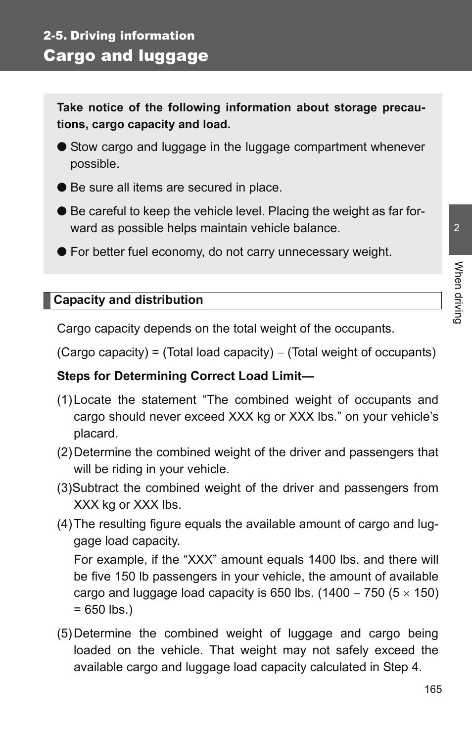 Sec_2-5, Cargo and luggage | TOYOTA 2010 Yaris User Manual | Page 178 / 406