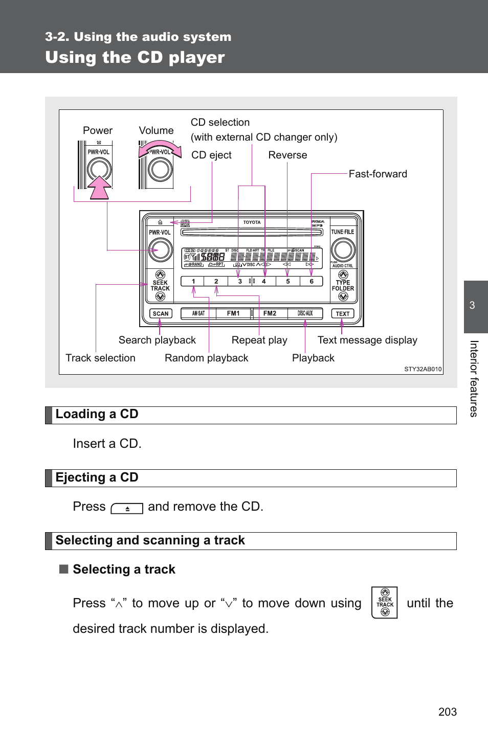 Using the cd player | TOYOTA 2010 Yaris User Manual | Page 215 / 406