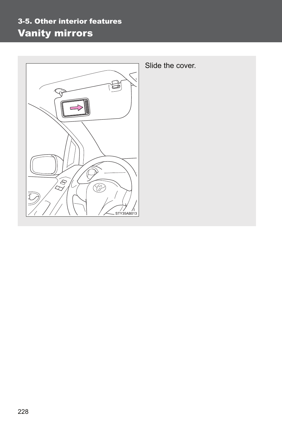 Vanity mirrors | TOYOTA 2010 Yaris User Manual | Page 240 / 406