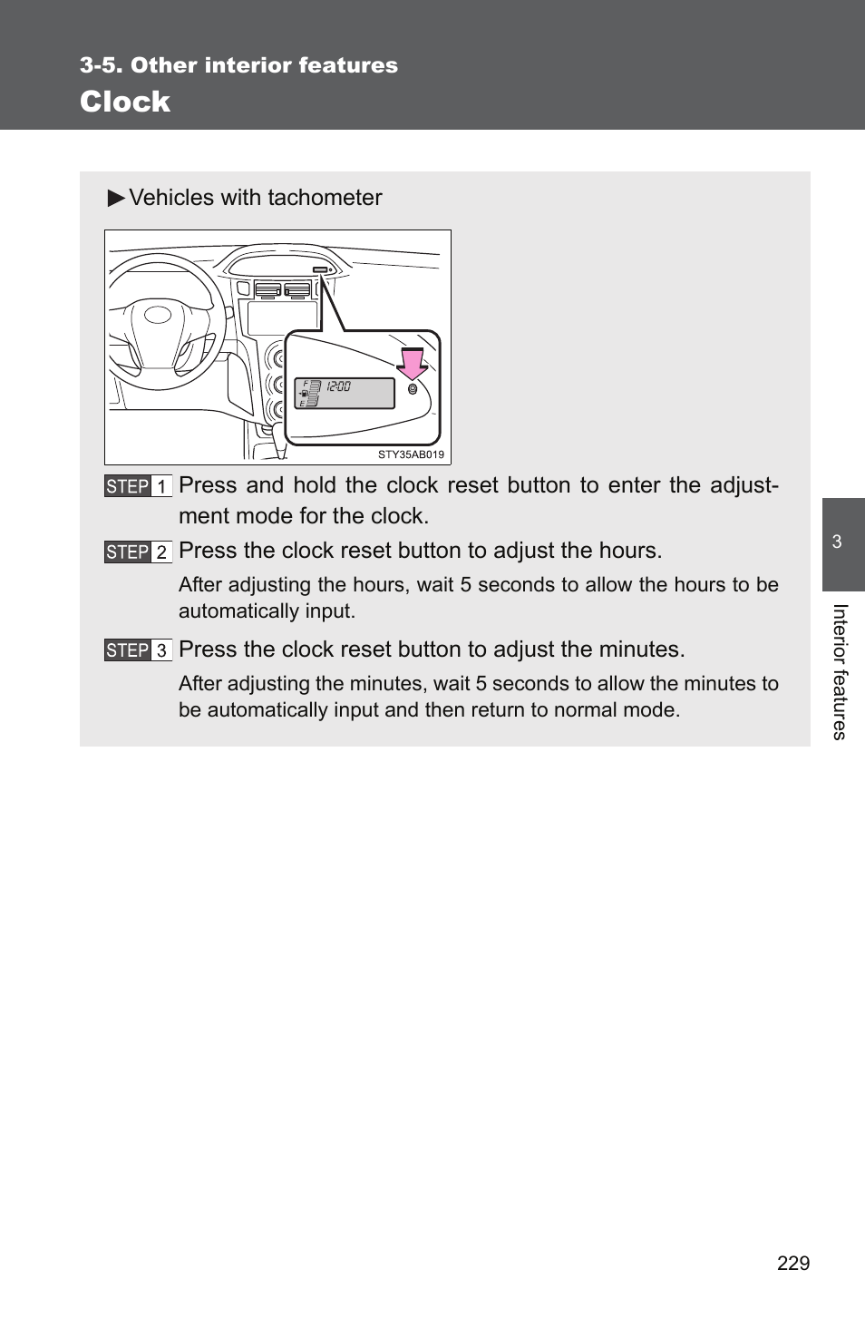 Clock | TOYOTA 2010 Yaris User Manual | Page 241 / 406