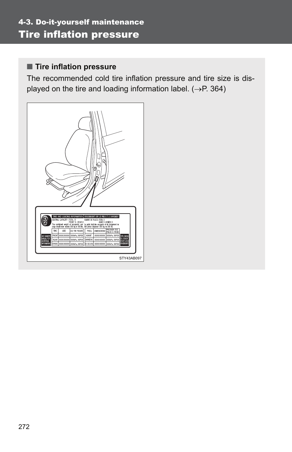 Tire inflation pressure | TOYOTA 2010 Yaris User Manual | Page 283 / 406