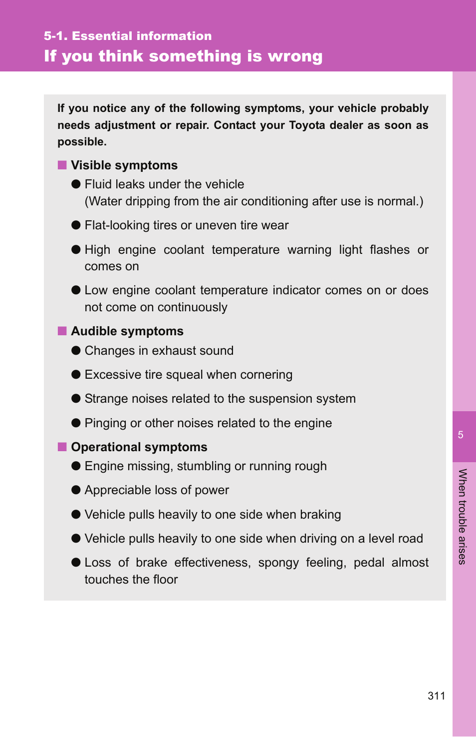 If you think something is wrong | TOYOTA 2010 Yaris User Manual | Page 321 / 406